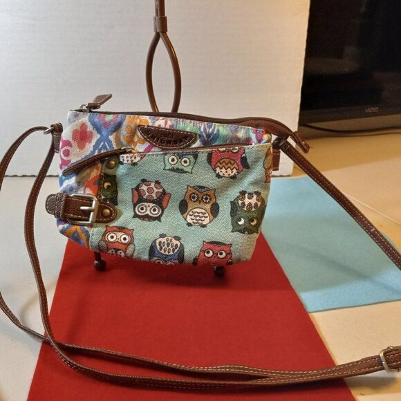 UnionBay Crossbody bag Owls Adjustable Leather Strap Country Fun Buckles - Picture 1 of 9